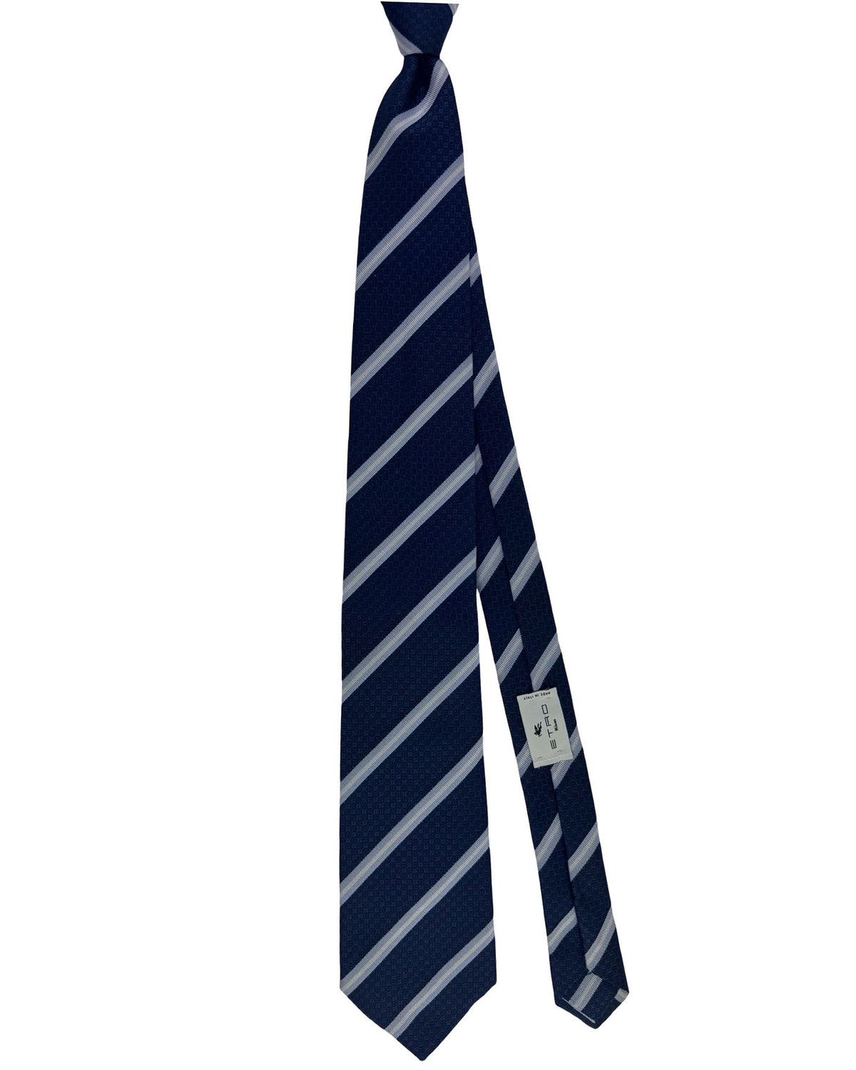 Etro Silk Tie Navy Blue Stripes