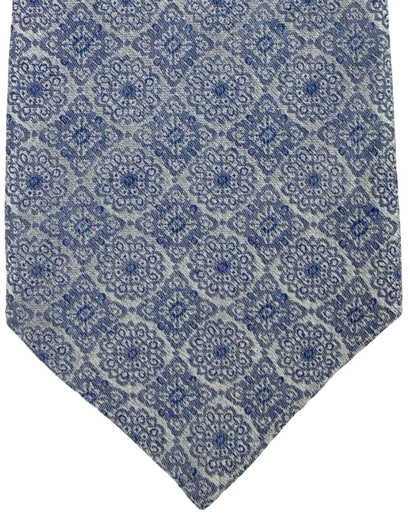 Etro Silk Tie Gray Blue Medallion