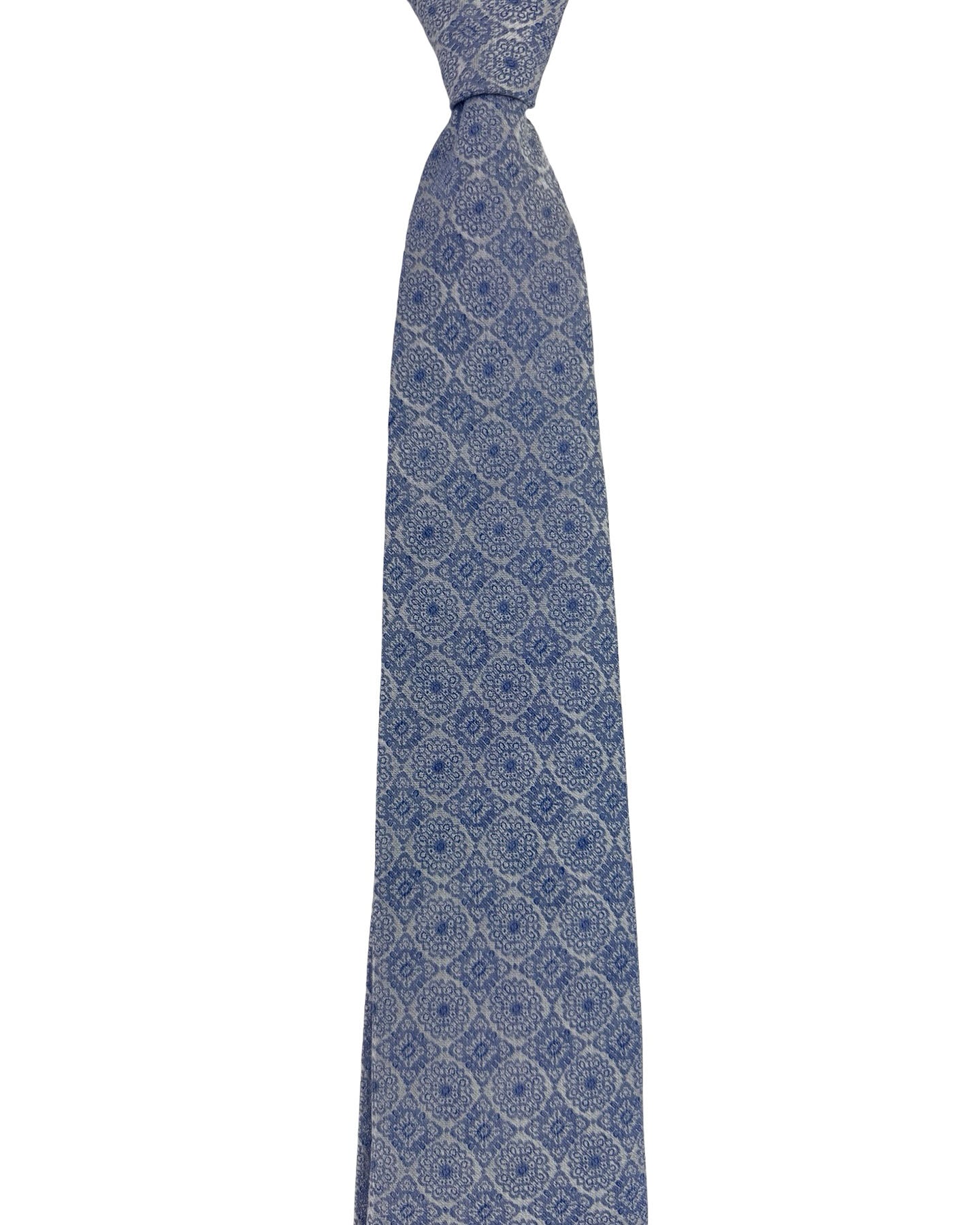 Etro Silk Tie Gray Blue Medallion
