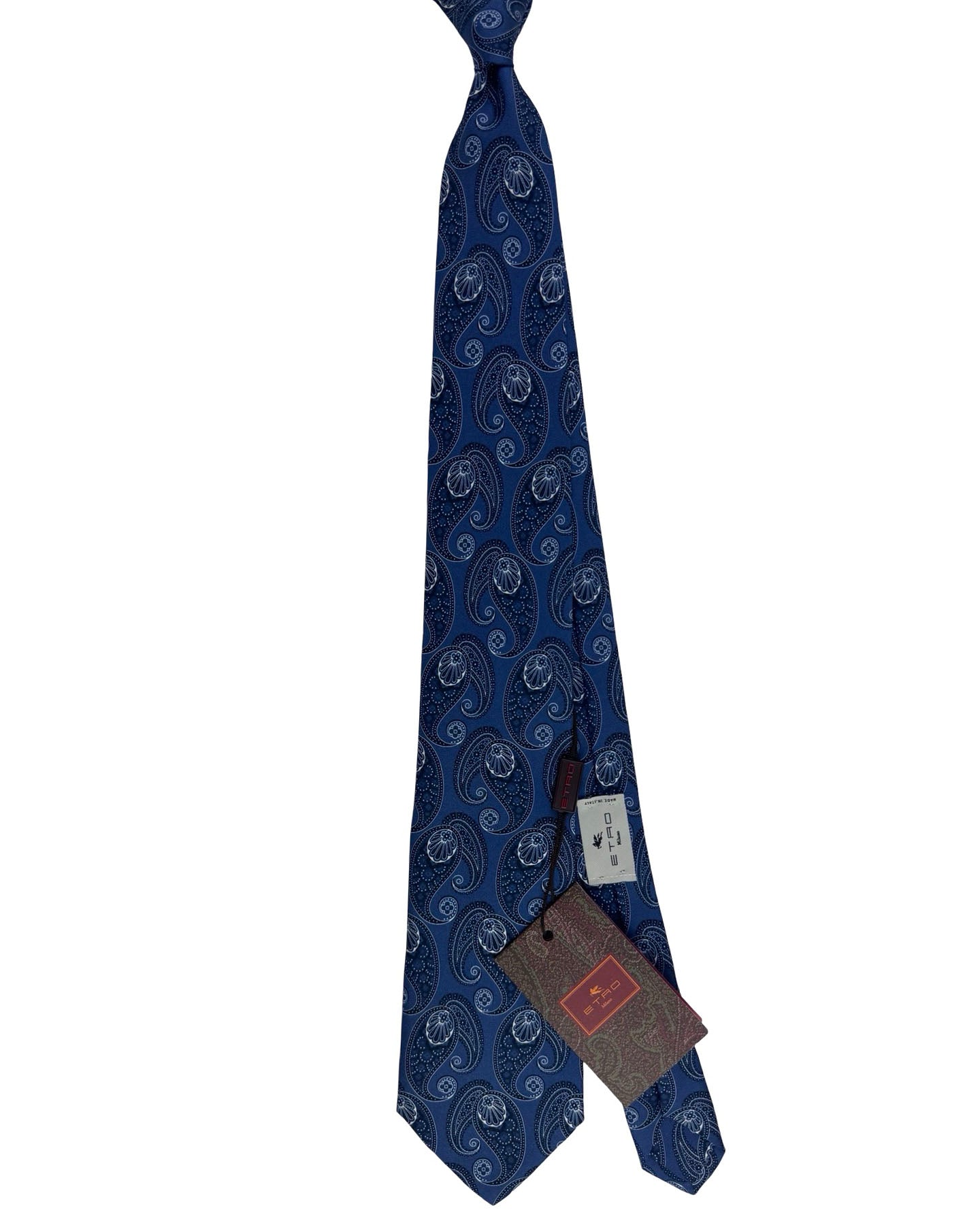 Etro Silk Tie Navy Paisley Outline Pattern
