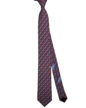 Salvatore Ferragamo Tie Bordeaux Blue Pink Giraffes