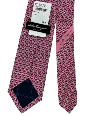 Salvatore Ferragamo Tie Magenta Interlocking Ropes Design