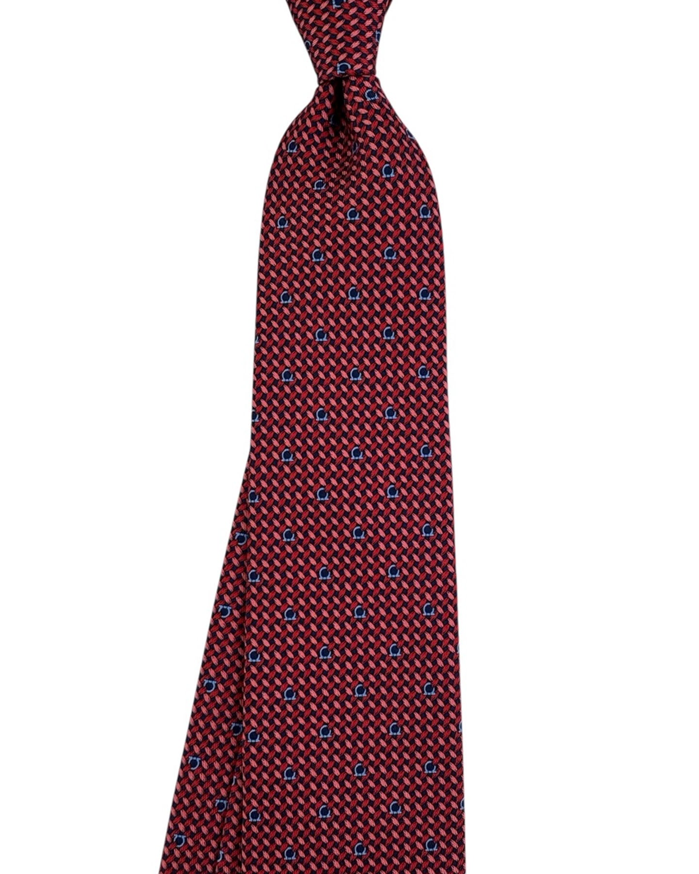 Salvatore Ferragamo Silk Tie Red Pink Maglia Gancini Design