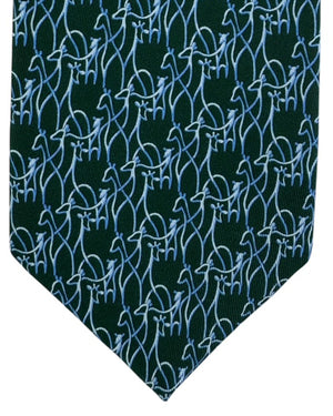 Salvatore Ferragamo Tie Green Blue Giraffes