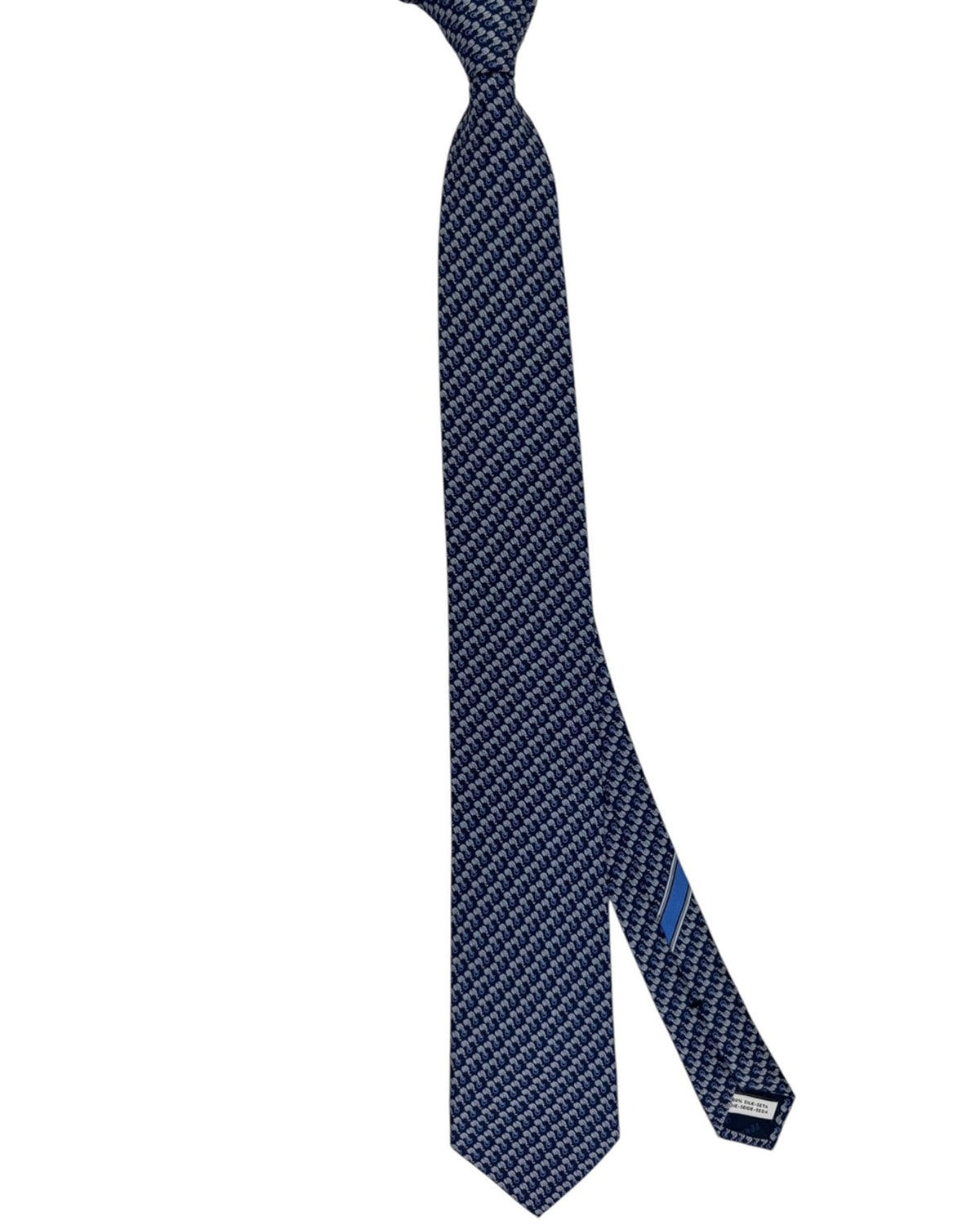 Salvatore Ferragamo Tie Midnight Blue Elephant And Gancini - New Collection - SALE