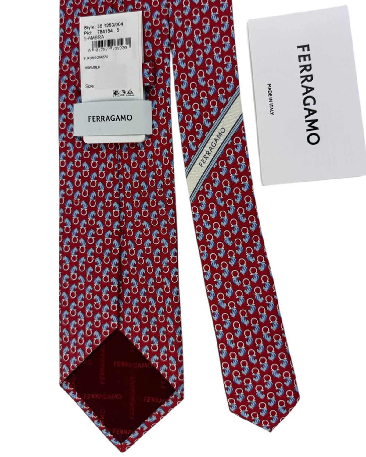 Salvatore Ferragamo Tie Red With Horse And Horseshoe Design - New Collection
