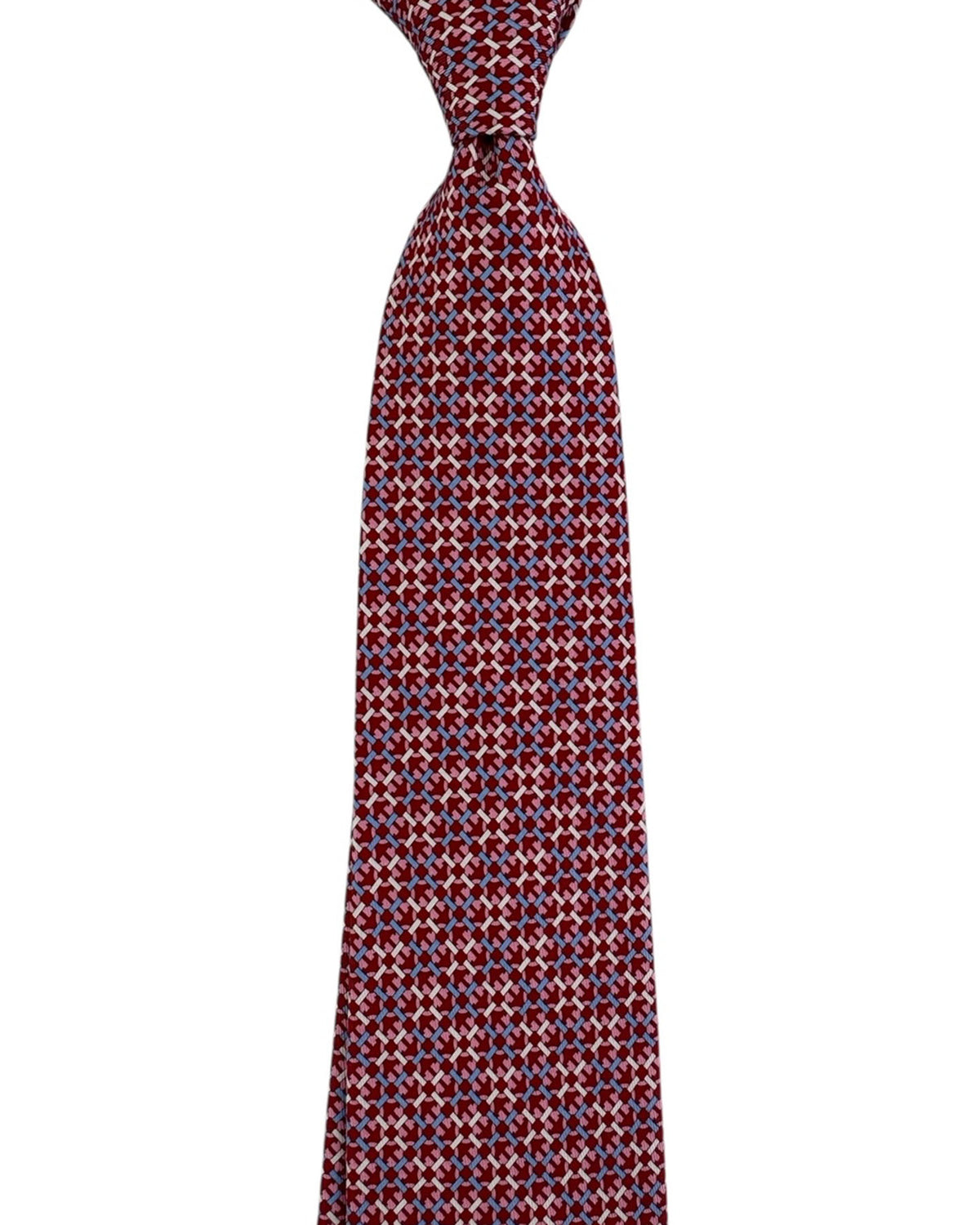 Salvatore Ferragamo Tie Red Pink Geometric Gancini SALE