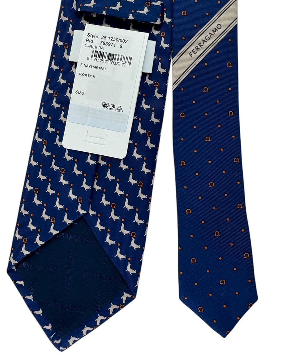 Salvatore Ferragamo Tie Navy Blue With Seal And Gancini Pattern