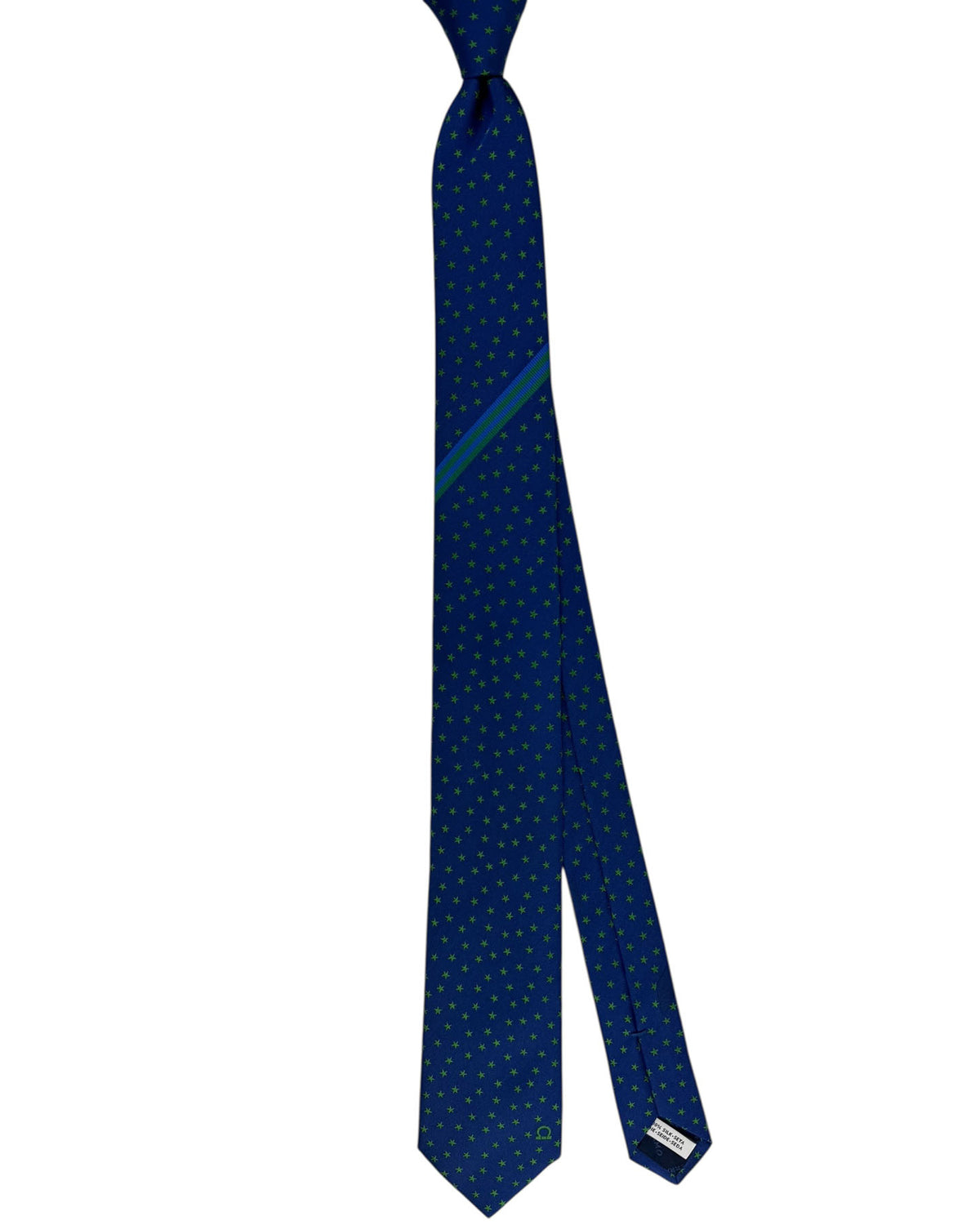 Salvatore Ferragamo Tie Royal Blue Star Scatter with Green Accents