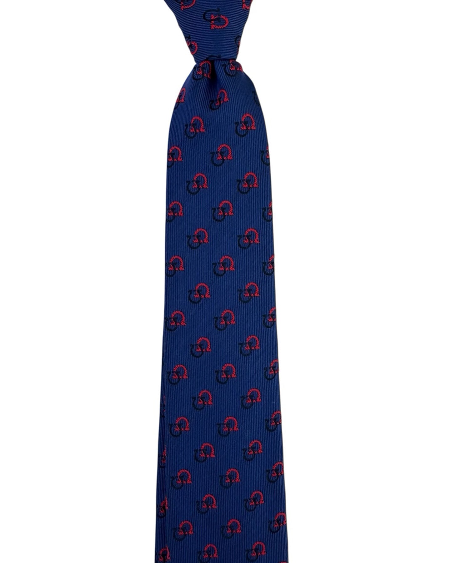 Authentic Salvatore Ferragamo tie, royal blue red Gancin
