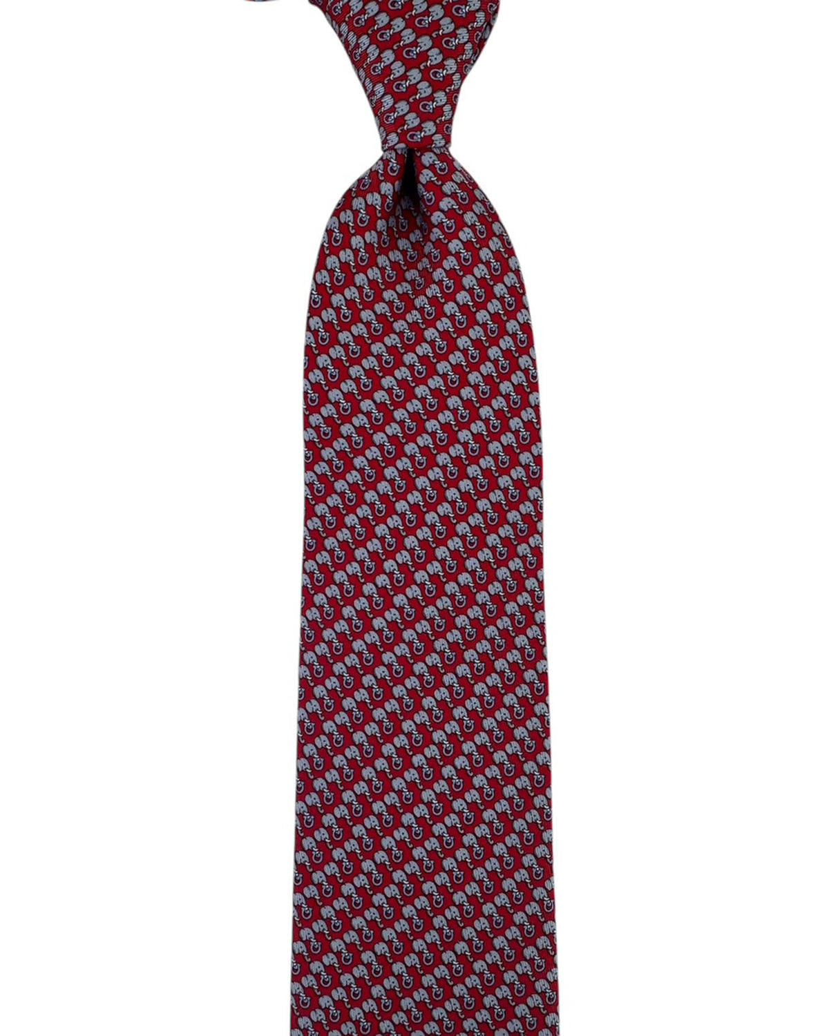 Salvatore Ferragamo Tie Red Elephant And Gancini - New Collection