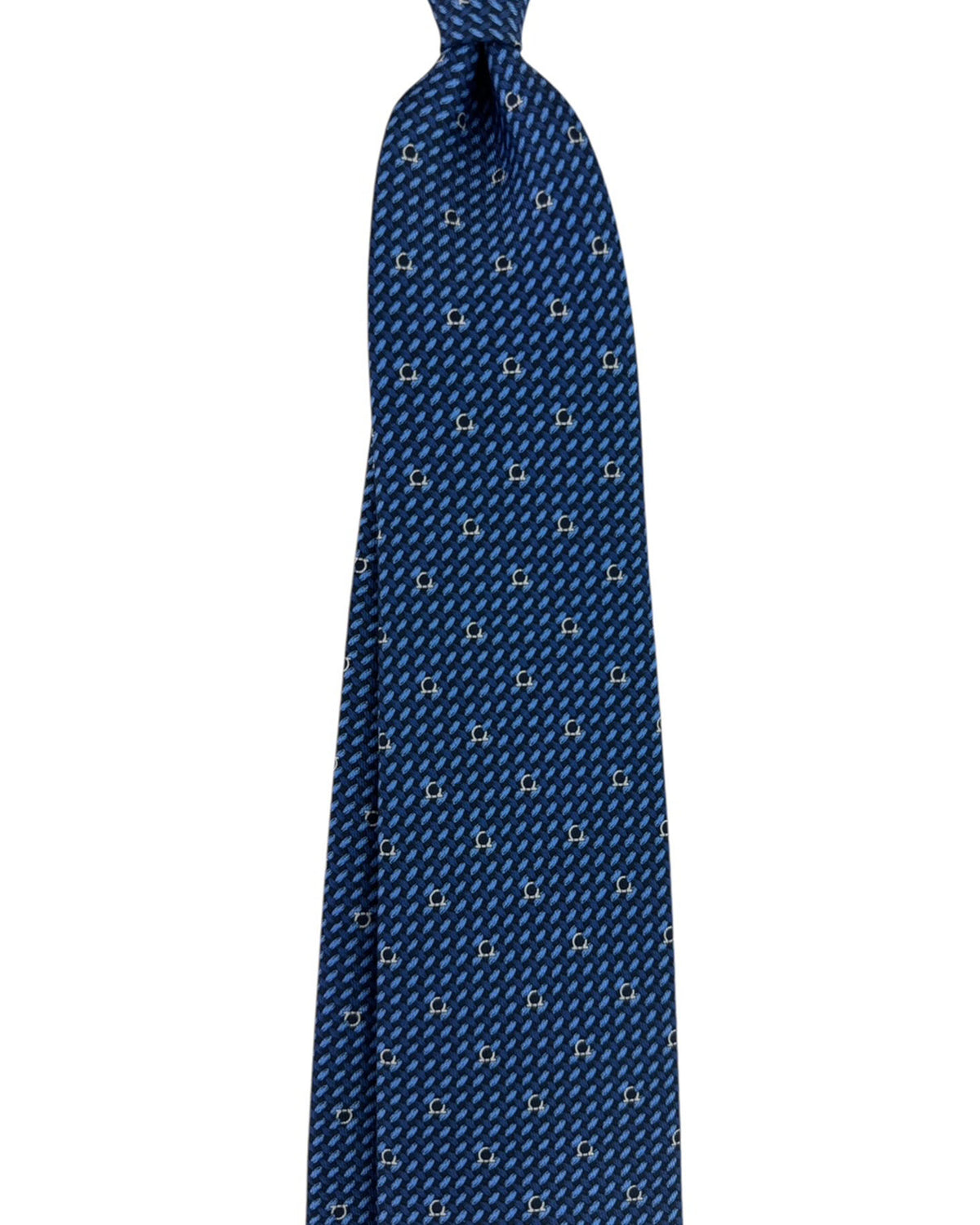 Salvatore Ferragamo Silk Tie Navy Blue Maglia Gancini Design