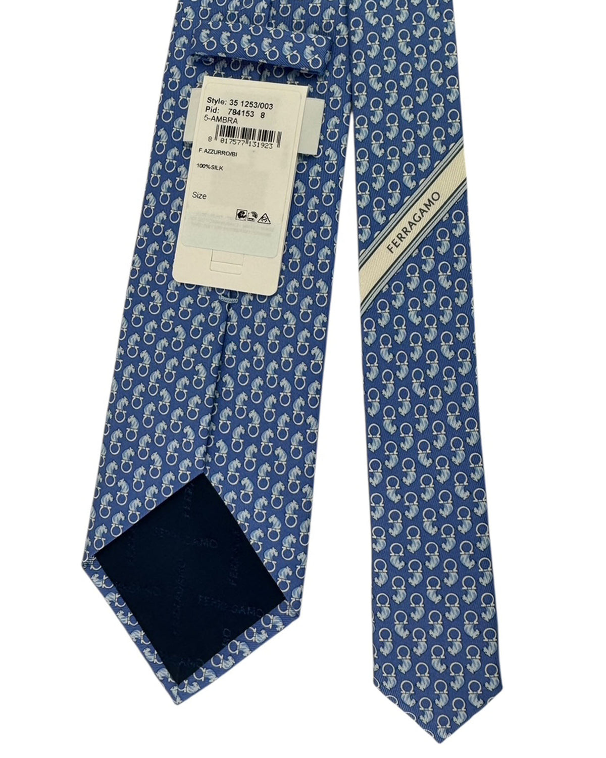 Salvatore Ferragamo Silk Tie Blue Majestic Tiger & Gancini
