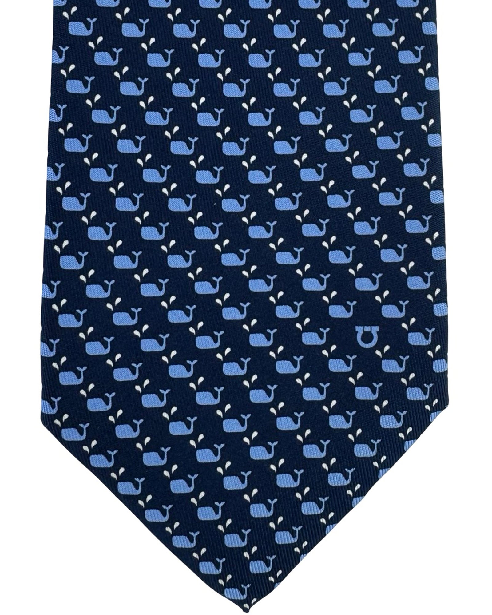 Salvatore Ferragamo Tie Navy Blue Whale - Novelty