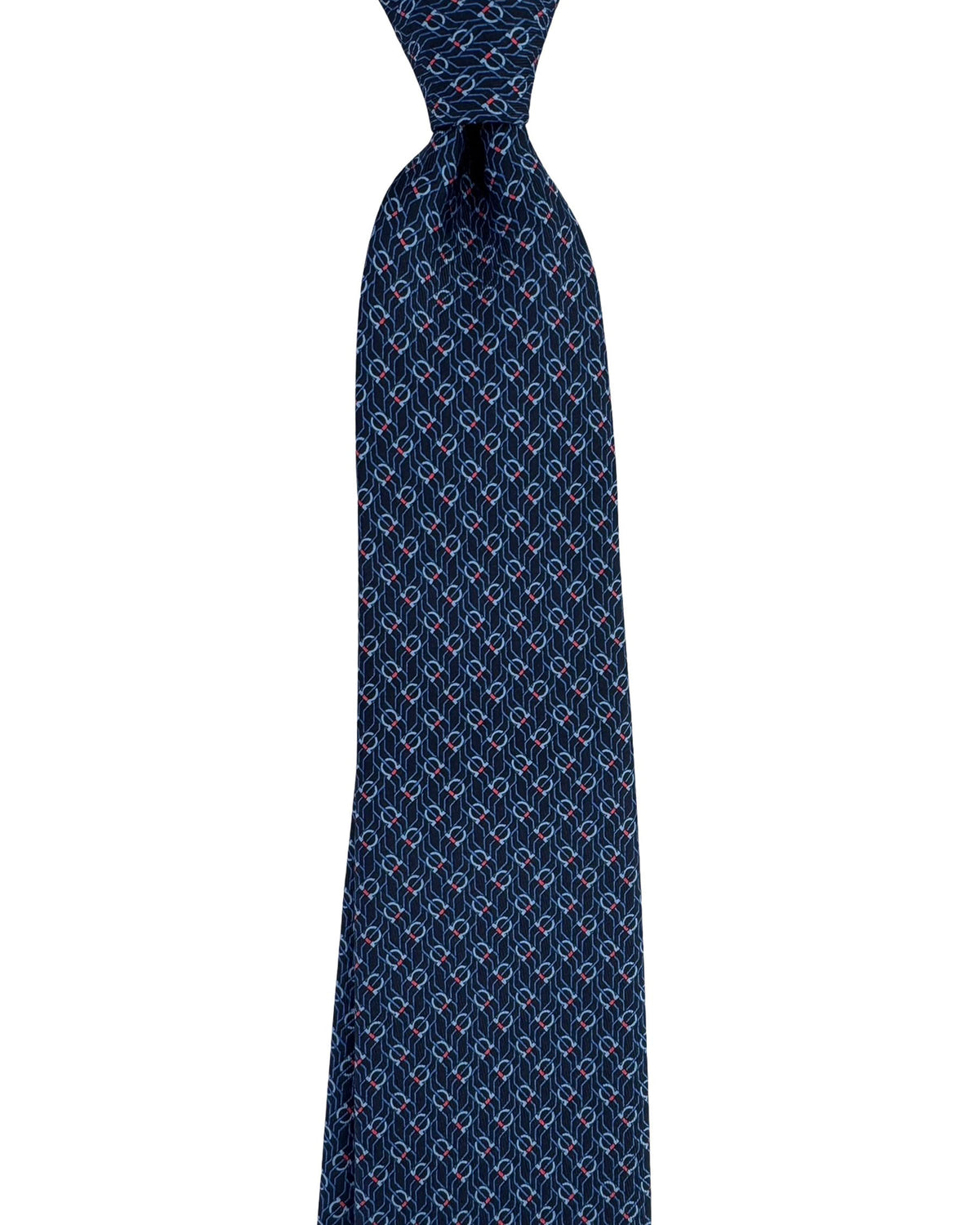 Salvatore Ferragamo Tie Navy Blue Red Gancini Pattern