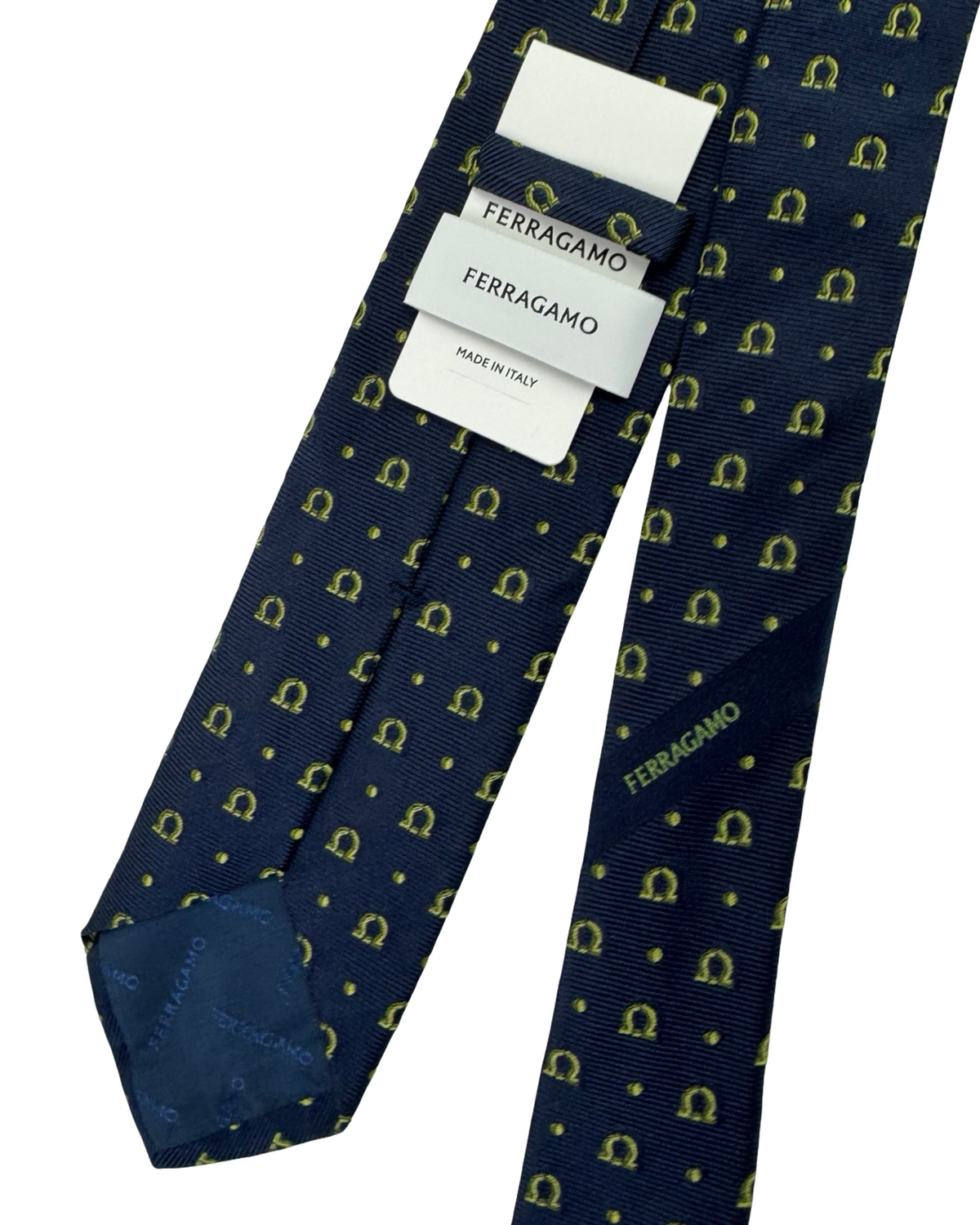 Salvatore Ferragamo Tie Midnight Blue Green Gancini Pattern