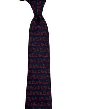 Salvatore Ferragamo Silk Tie Navy Red Sailboat Design