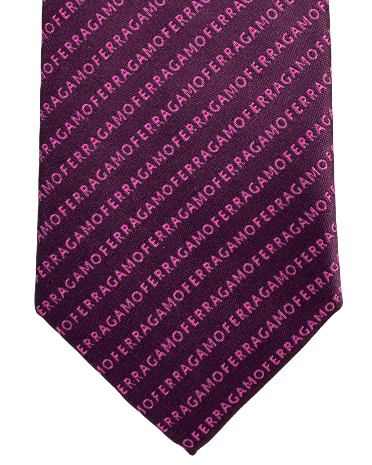 Salvatore Ferragamo Signature Tie Bordeaux Pink Logo Design