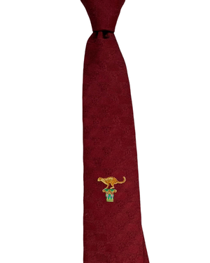 Salvatore Ferragamo Textured Silk Tie Bordeaux Leopard Icon