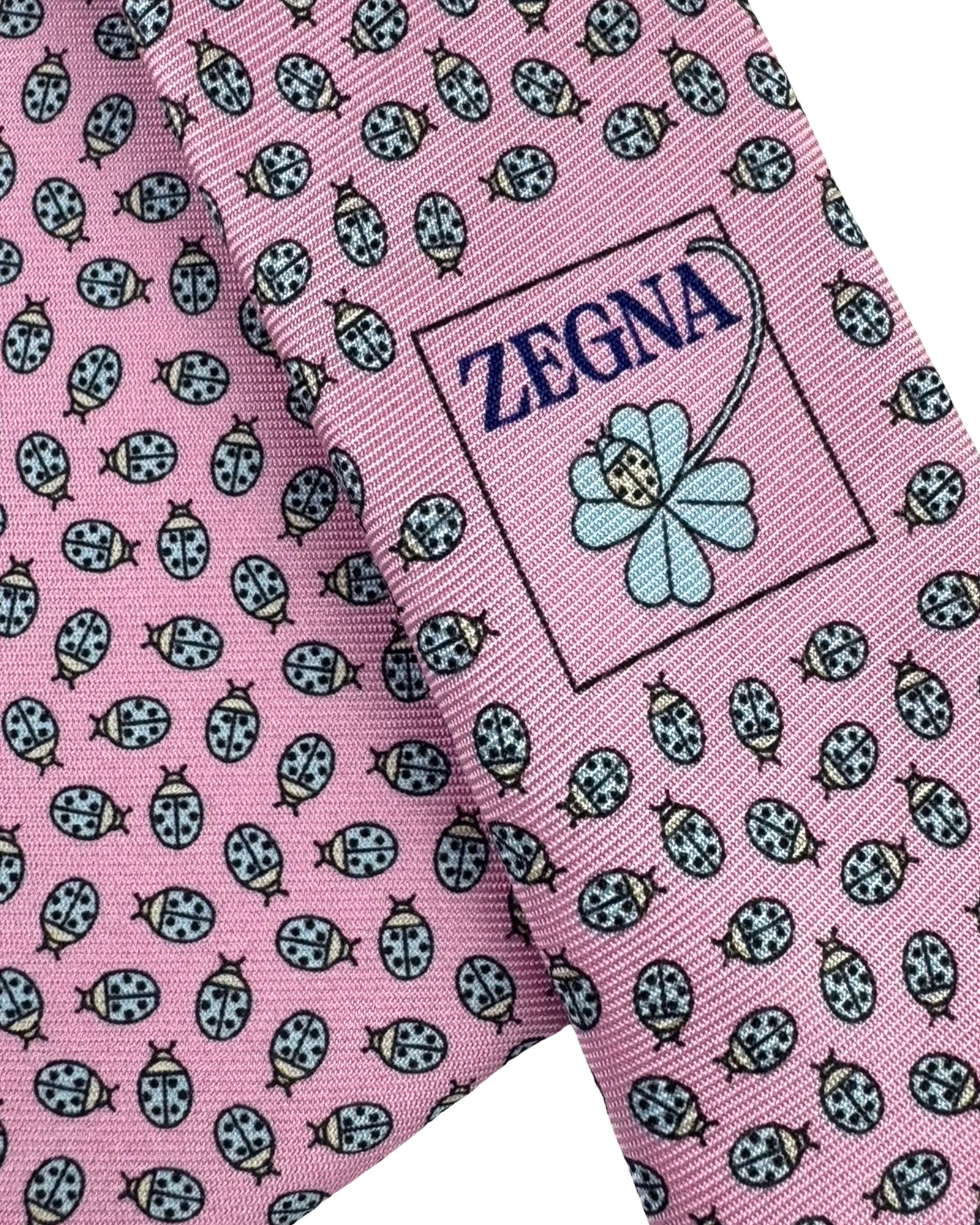 Ermenegildo Zegna Silk Tie Pink Ladybug Pattern - Narrow Cut