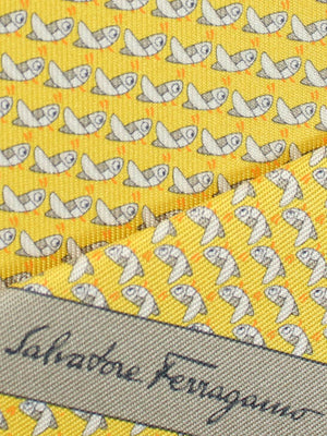 Salvatore Ferragamo Silk Tie Yellow Grasshopper Novelty