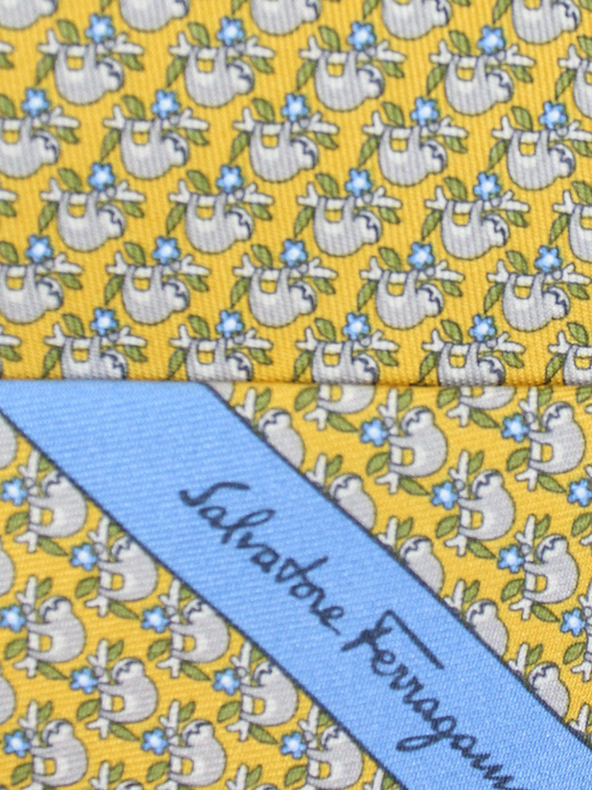 Salvatore Ferragamo Tie Yellow Koala Design Novelty