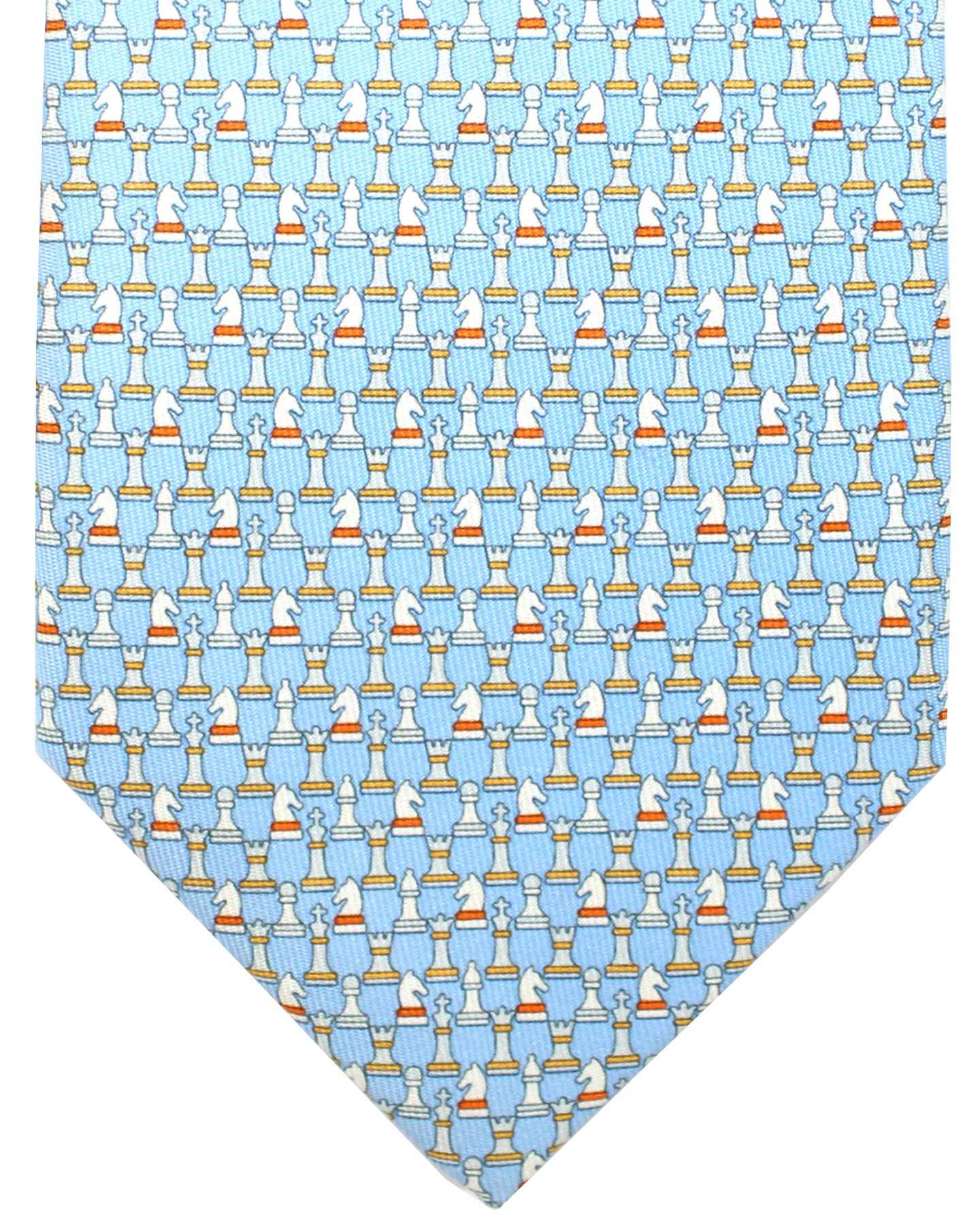 Salvatore Ferragamo Tie Sky Blue Chess - Novelty Necktie