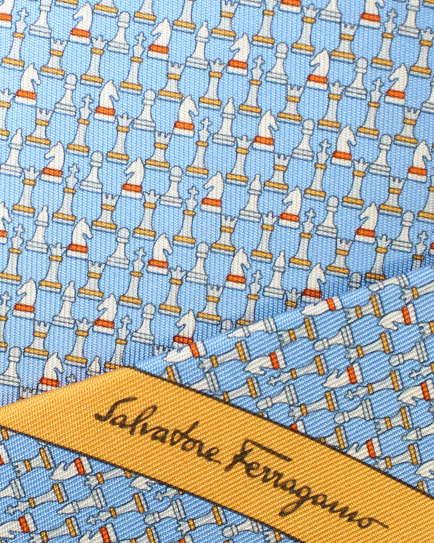 Salvatore Ferragamo Tie Sky Blue Chess - Novelty Necktie