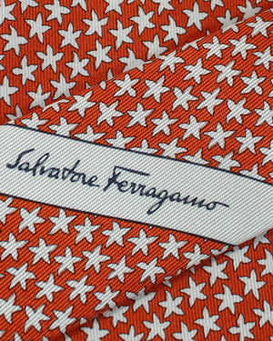 Salvatore Ferragamo Tie Orange Starfish