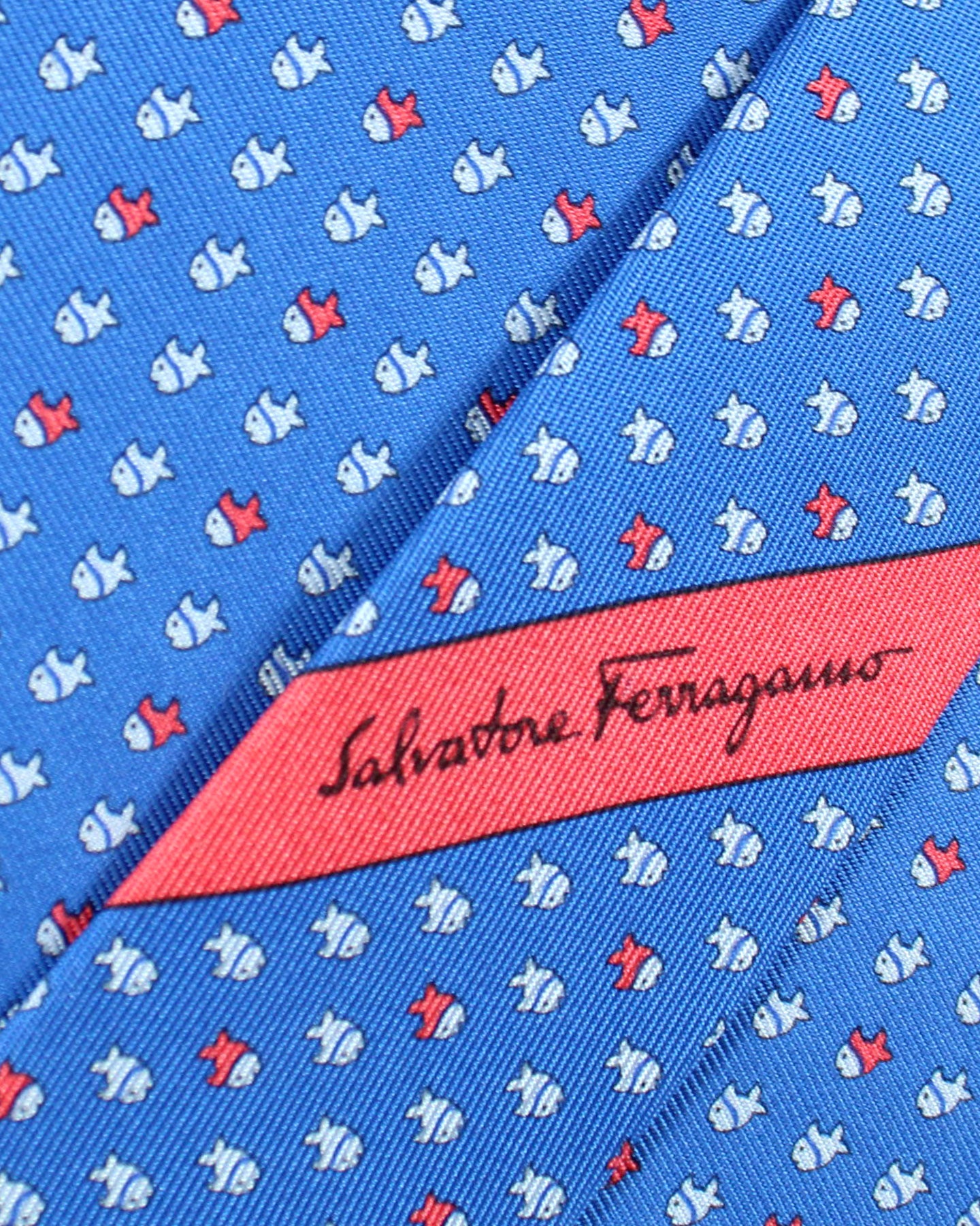Salvatore Ferragamo Tie Royal Blue Fish - Novelty