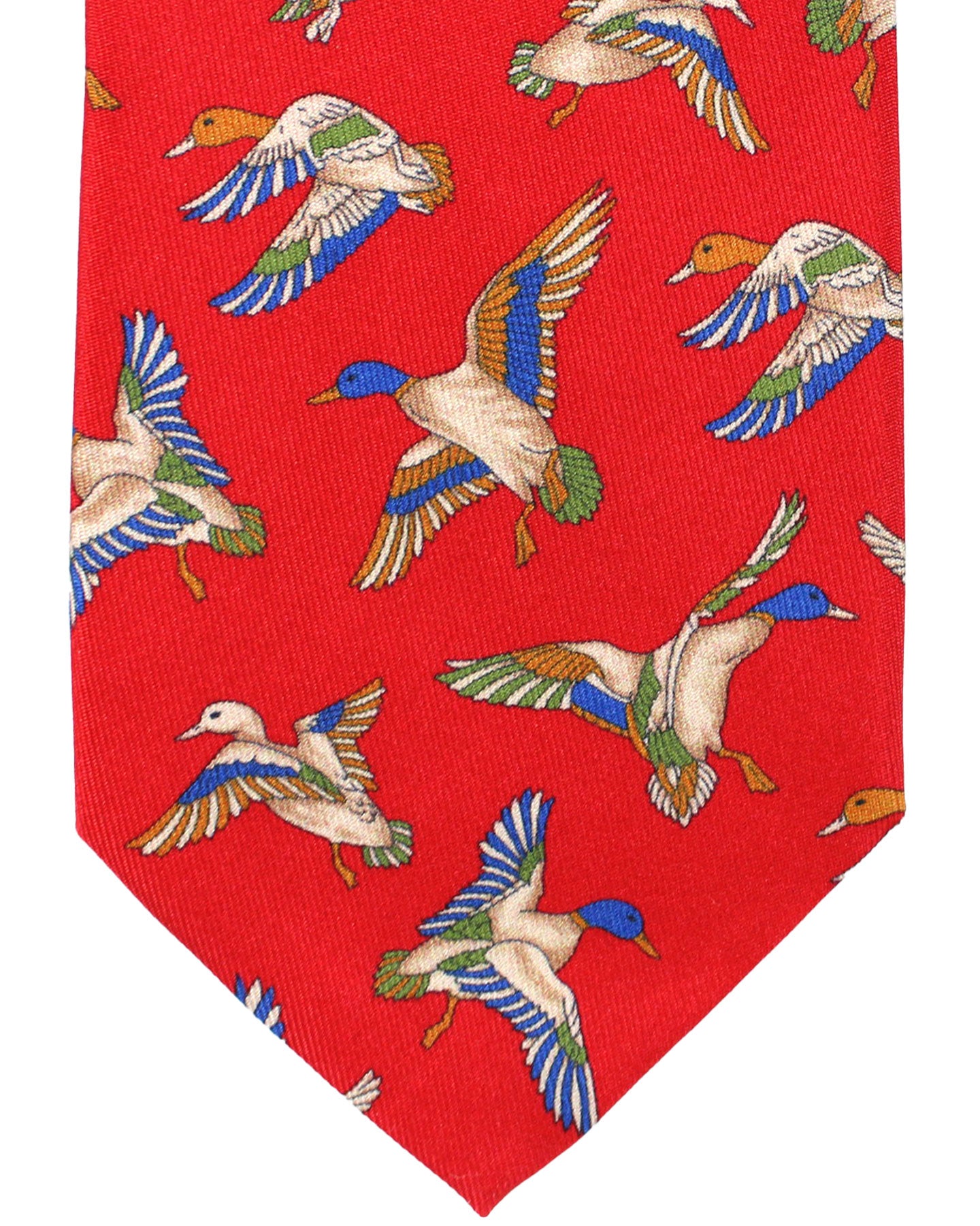 Salvatore Ferragamo Silk Tie Red Duck Novelty Design