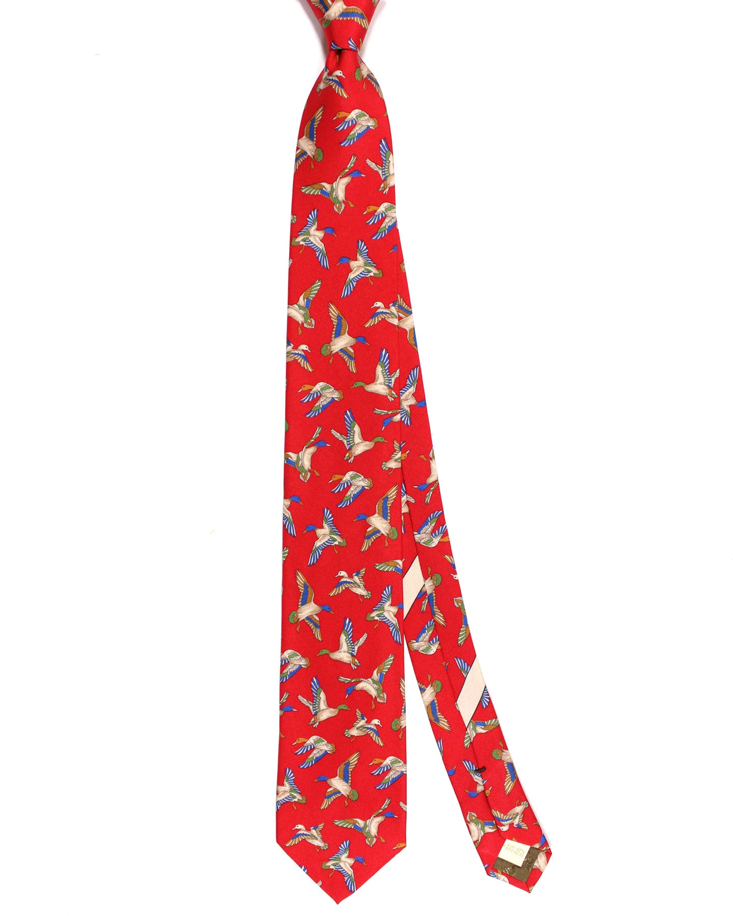 Salvatore Ferragamo Silk Tie Red Duck Novelty Design