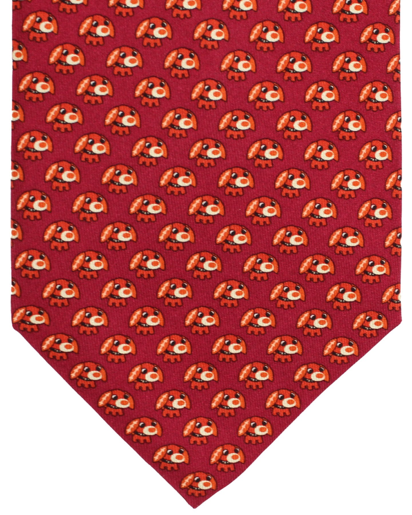 Salvatore Ferragamo Tie Bordeaux Dog Novelty Design SALE