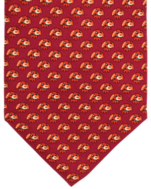 Salvatore Ferragamo Tie Bordeaux Dog Novelty Design SALE