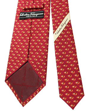 Salvatore Ferragamo Tie Bordeaux Dog Novelty Design SALE