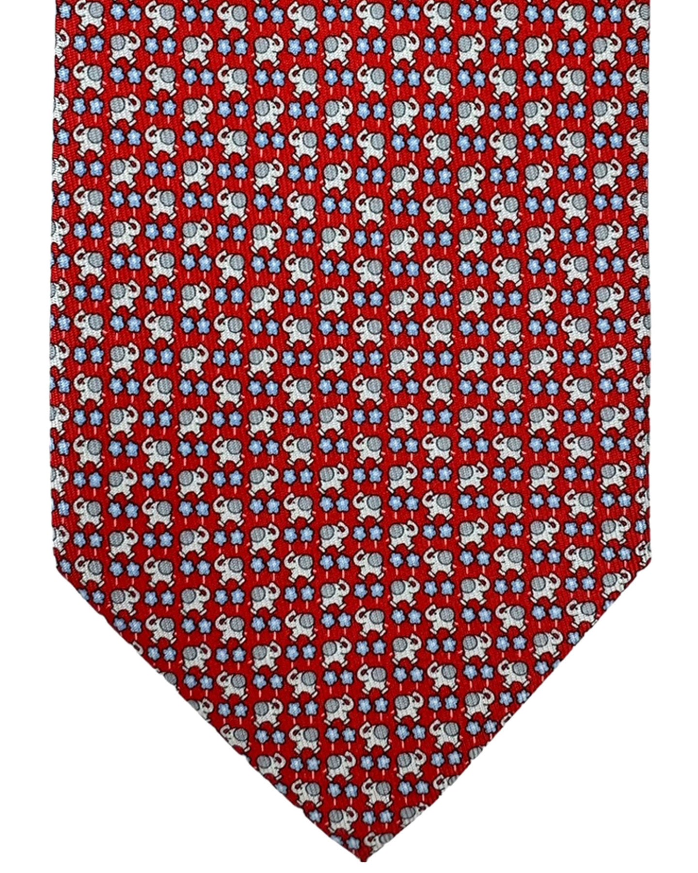 Salvatore Ferragamo Tie Red Novelty Elephant Design