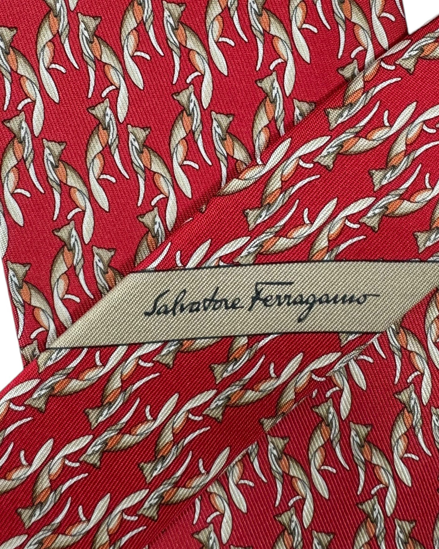 Salvatore Ferragamo Tie Red Fox Design