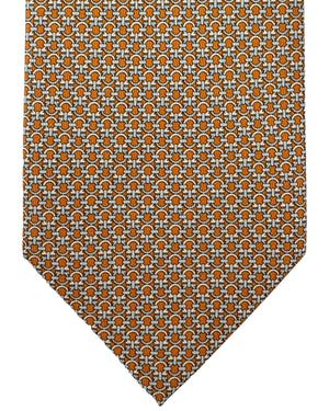 Salvatore Ferragamo Tie Orange Gray Interlocking Gancini