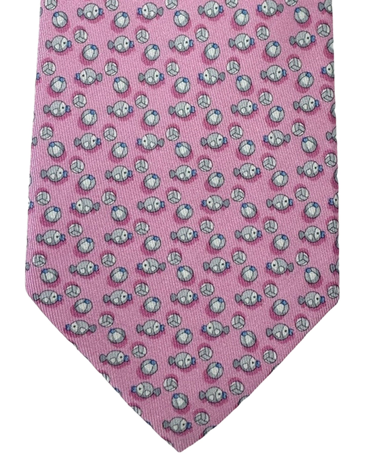 Salvatore Ferragamo Tie Pink Beach Ball & Fish - New 2024 Collection