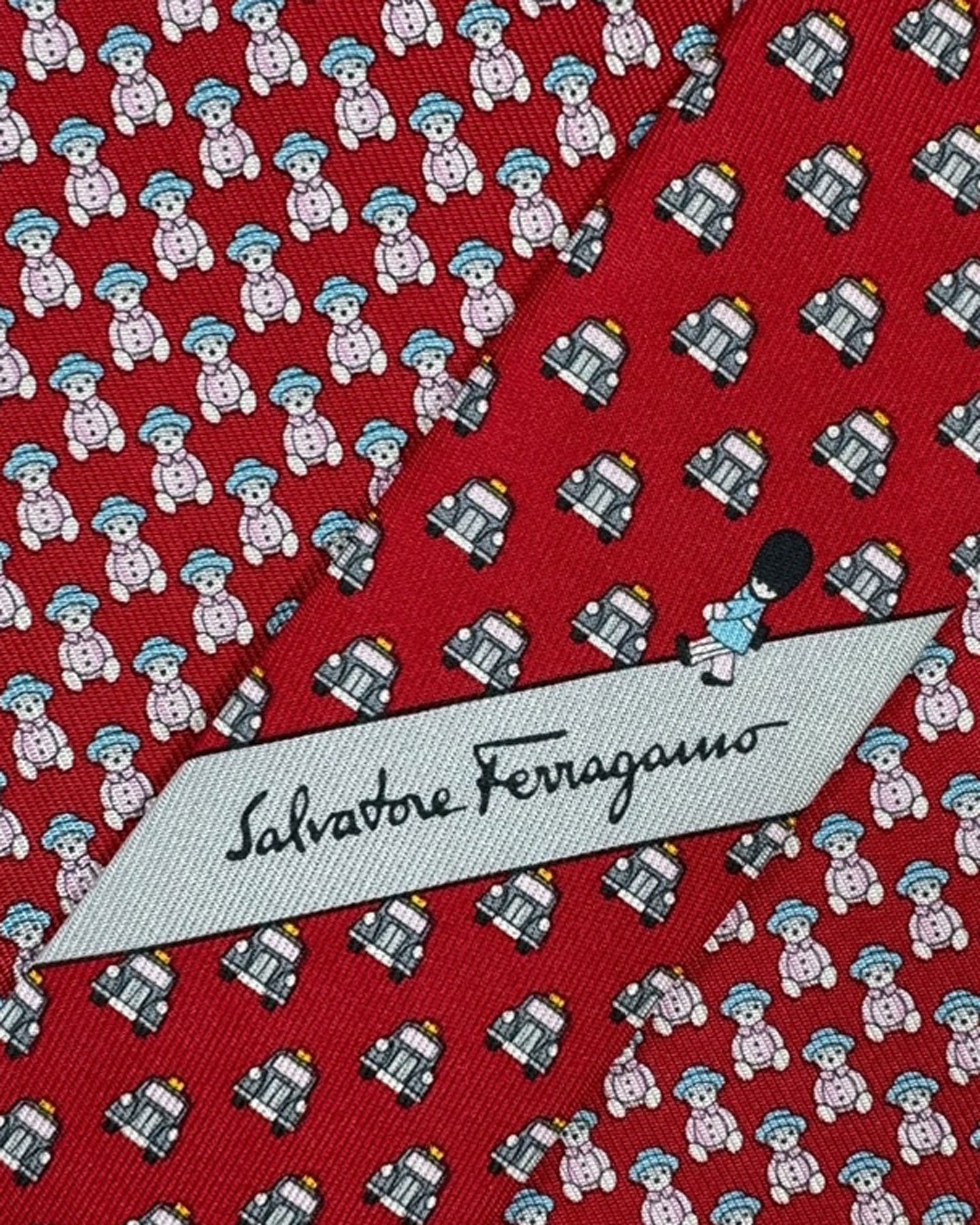 Salvatore Ferragamo Tie Red Paddington Bear