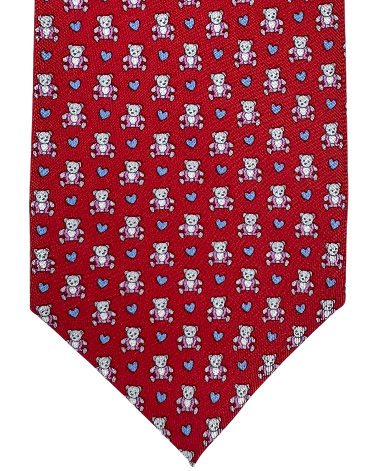 Salvatore Ferragamo Novelty Tie Red Heart & Bear Design