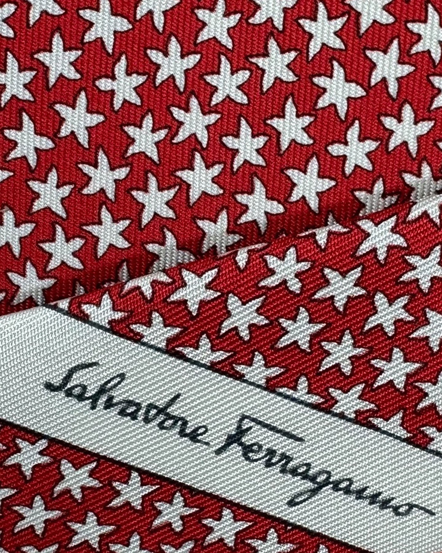 Salvatore Ferragamo Novelty Tie Red Star Design