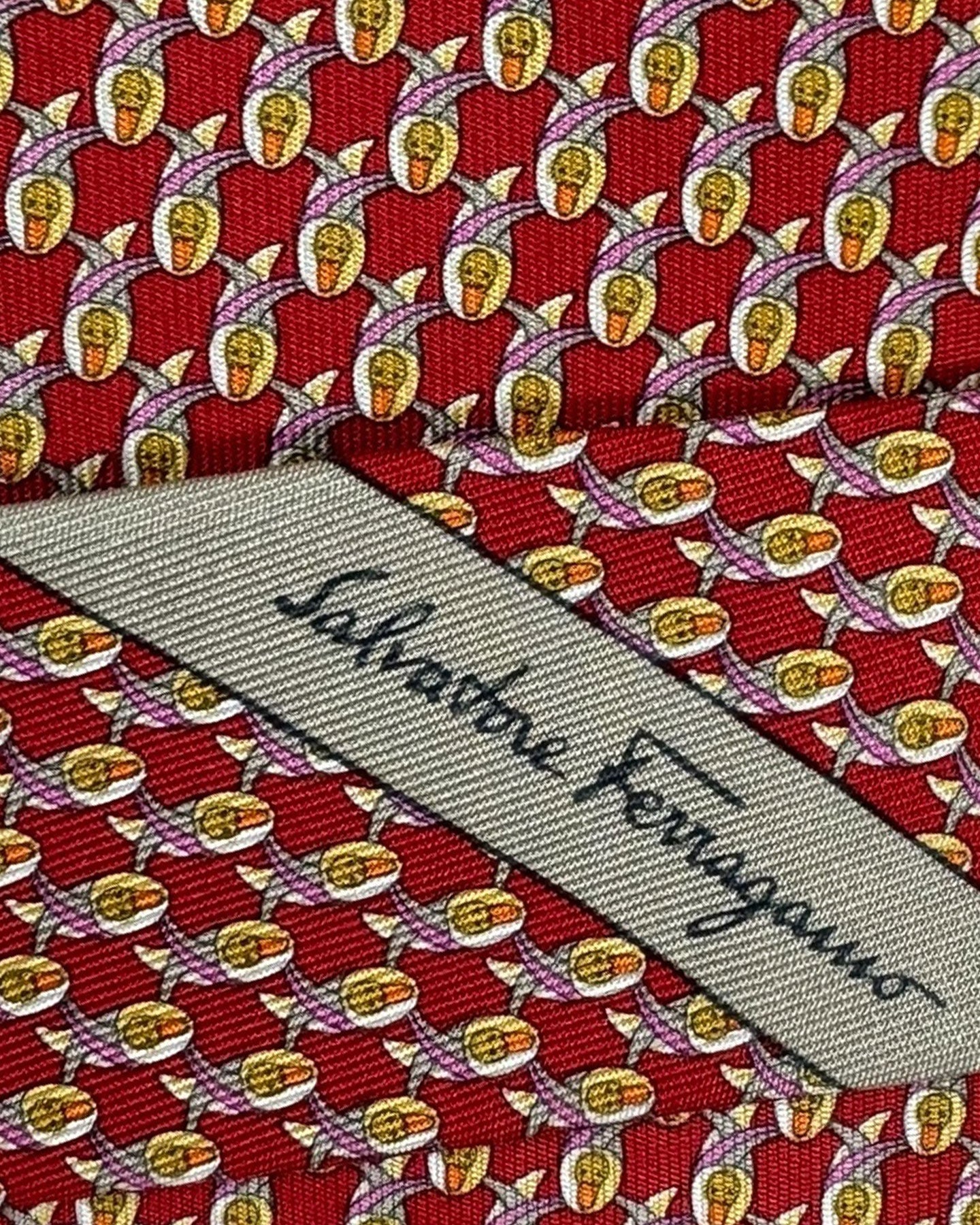 Salvatore Ferragamo Novelty Tie Red Duck Design