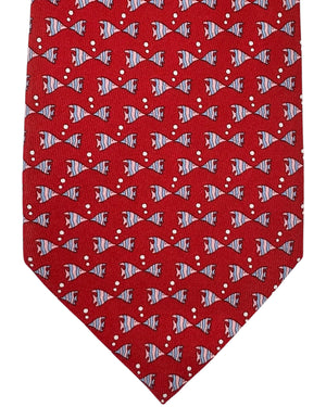 Salvatore Ferragamo Novelty Tie Red Fish Design