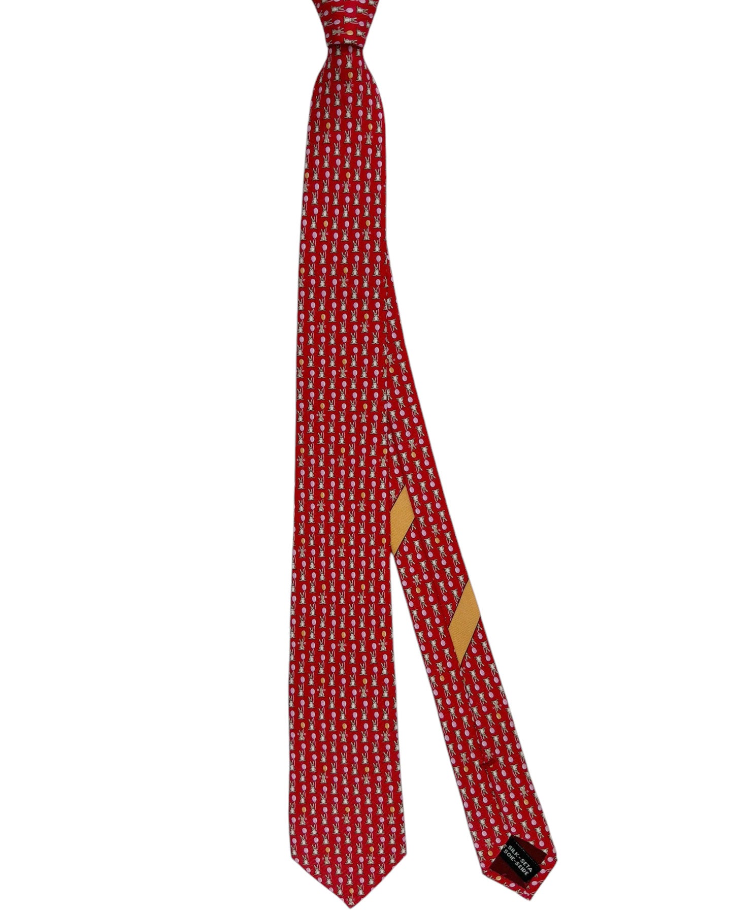 Salvatore Ferragamo Kids Tie Red Bunny & Balloon - Youth Novelty Necktie