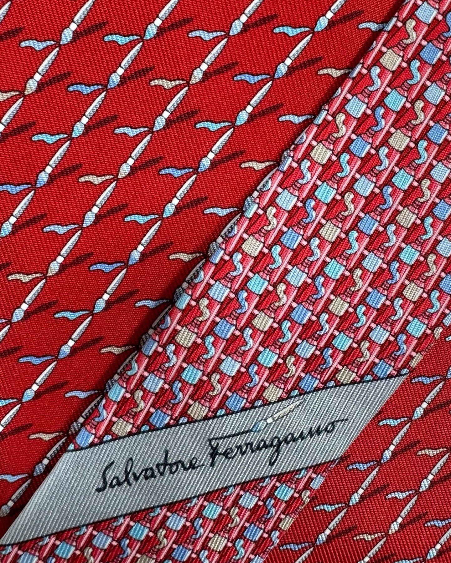 Salvatore Ferragamo Novelty Tie Red Pencil Design