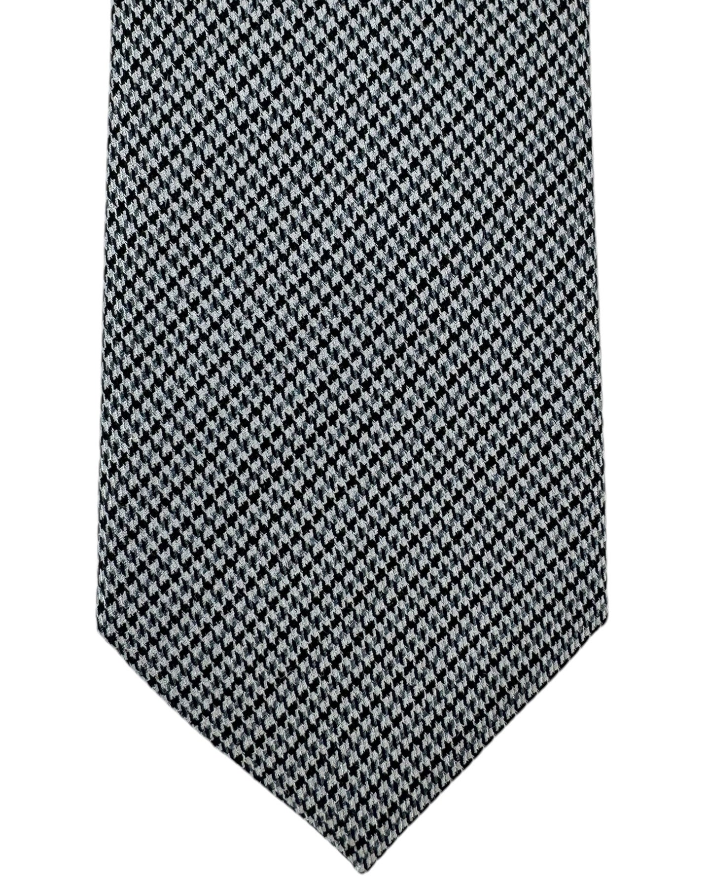 Salvatore Ferragamo Tie Houndstooth Smoke Gray - Narrow Necktie SALE