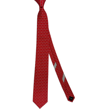 New
 Ferragamo Tie Red Turtle & Frog 