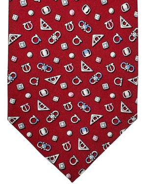 Salvatore Ferragamo Tie Gancini Signature Design Dark Red