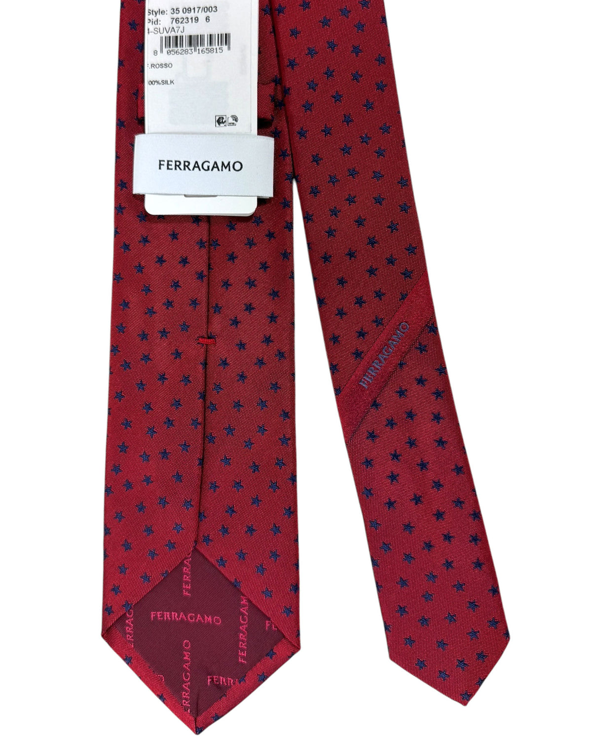 Salvatore Ferragamo Narrow Tie Dark Red Stars SALE